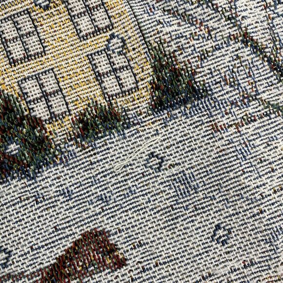 Mohawk Throw Blanket Tapestry Winter Scene Snow Fringe Christmas Holiday 56x51 - Picture 7 of 11